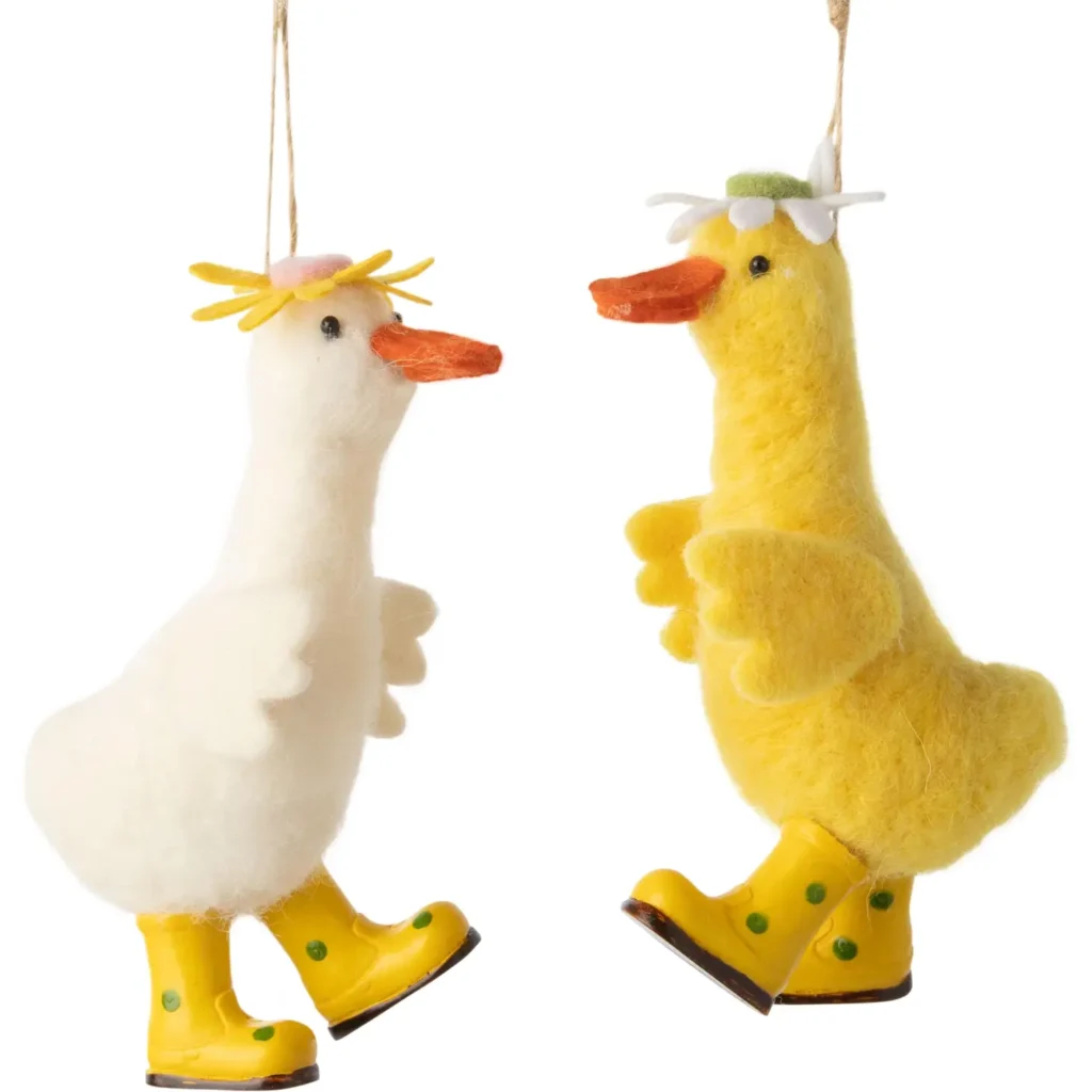 assorted felt duck ornament and rain boots